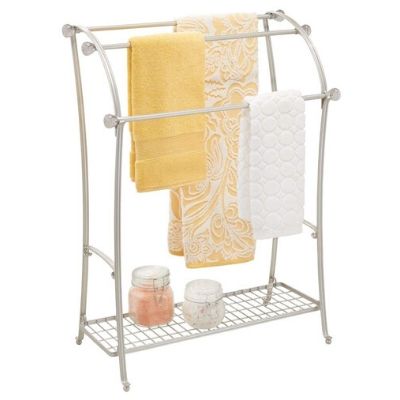 mDesign Large Freestanding Towel Rack for Bathroom White
