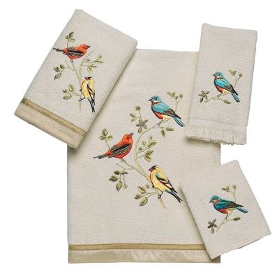 Avanti Linens Gilded Birds Embroidered 4-Piece Decorative Towel