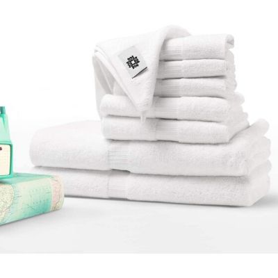 White Spindle Plush 6-Pieces Cotton Towel Sets