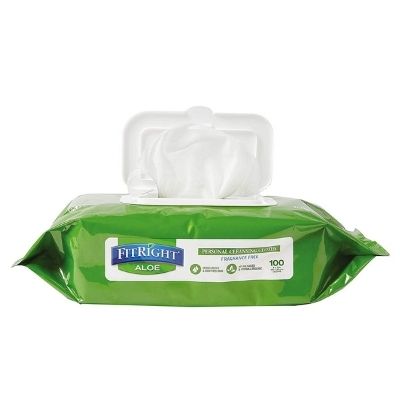 Medline FitRight Aloe Personal Cleansing Cloth Wipes Design