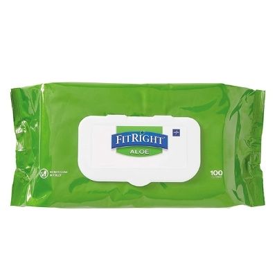 Medline FitRight Aloe Adults Cleansing Cloth Wipes
