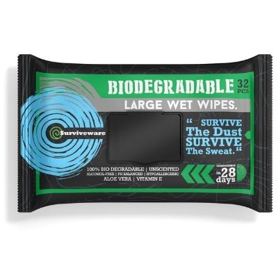 Surviveware Biodegradable Large Wet Wipes