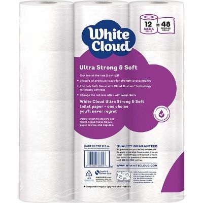 White Cloud Strong & Soft 2 Ply Toilet Paper Design