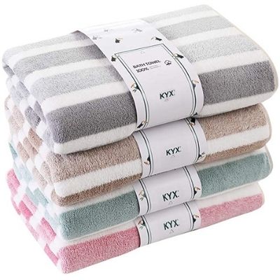KYX Microfiber Stripe Lint Free Bath Towels